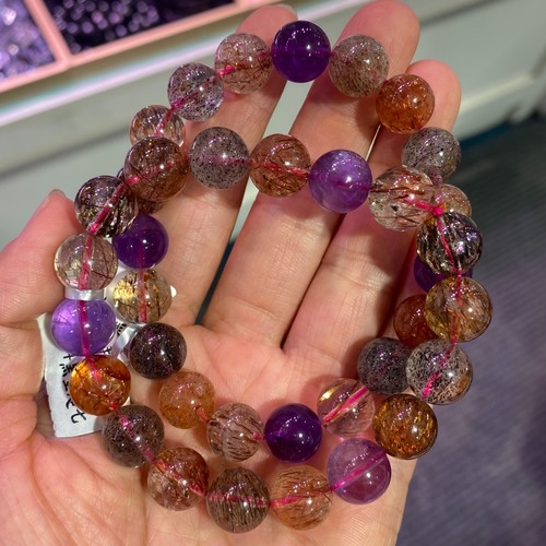 Pulsera Super Seven Cristal Cuarzo Natural 10mm Reiki Sanación Regalo 1 pieza - Imagen 4 de 8