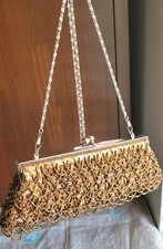 Vintage Beaded Evening Clutch: Mid-Century Seed Bead Handbag with Chain