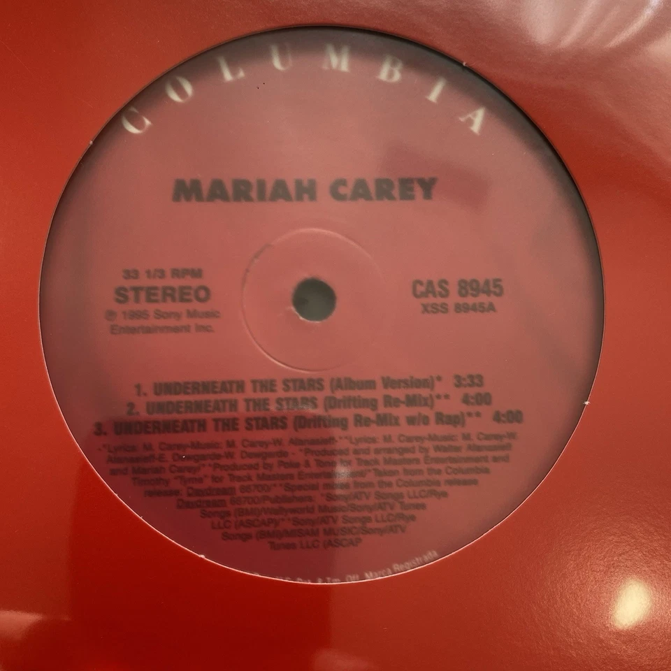 UNDERNEATH THE STARS EP mariah carey 12” single a/a cas-8945 1995 90s r&b nm Foto 2 de 4