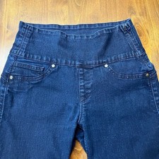 Spanx Mid Rise Ankle Blue Jean Womens Size M Straight Leg Dark Wash