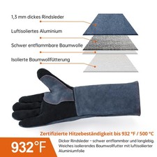 HITBOX Schwei&szlig;erhandschuhe Feuerfest Handschuh Hitzebest&auml;ndige Hitzebest&auml;ndige