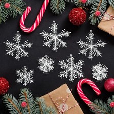 30Pcs White Plastic Snowflake Hanging Decorations Christmas Tree Ornament UK