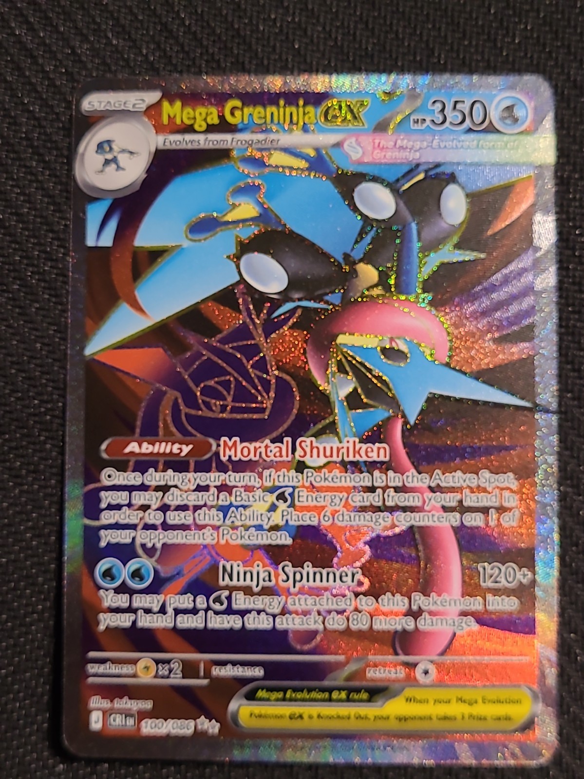Mega Greninja ex 100/086 Ultra Rare Full Art Pokémon Chaos Rising CRI ...