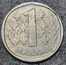 FINLAND 🇫🇮 ONE (1) MARKKA COIN 1982