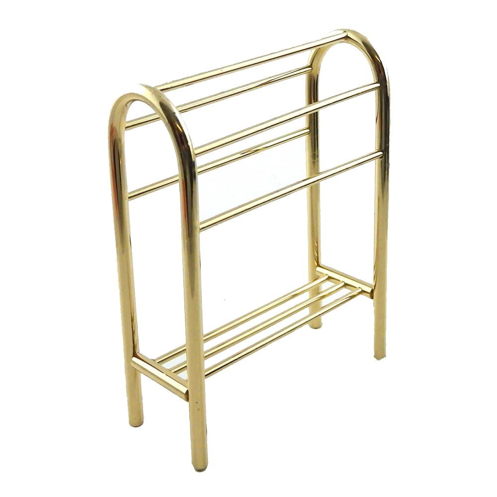Dolls House Brass Towel Rail Rack Stand with Shelf Bathroom