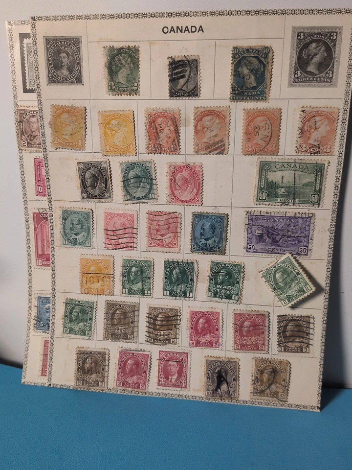 3 x CANADA ALBUM PAGEs OF 76 GOOD USED Old STAMPS QV - KG6 - Image 3 of 4