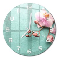 Glasuhr Runde Glas-Wanduhr Mit Leisem Uhrwerk Orchidee WeißE Zeiger Fi30 Cm