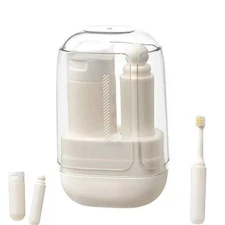 3 - in - 1 Travel Toiletry Set, Compact Toothbrush & Refillable Bottle