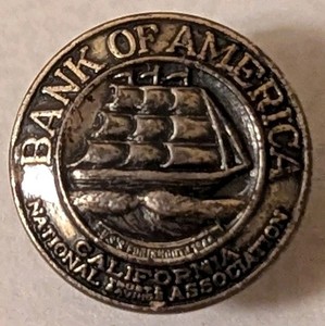 1940s 1950s Bank Of America Sterling Employee Service Pin - Screw Back