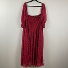 Torrid Tea Length Smocked Bodice A-Line Dress Size 6X Red Brown Pockets