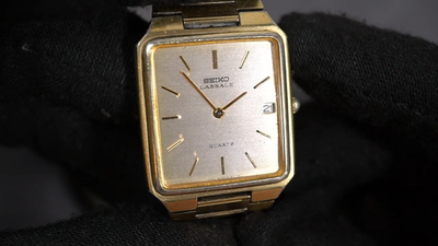 seiko Lassale vintage quartz tank watch 6429-5069 gold tone square