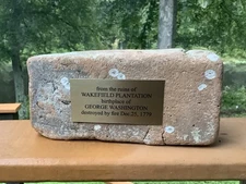 George Washington Relic Brick from Wakefield, Birthplace Of Our 1st President 