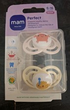 MAM Perfect Baby Pacifiers 2-Pack 6M-16M Crab  Fish Silicone Thin Flexible Nip