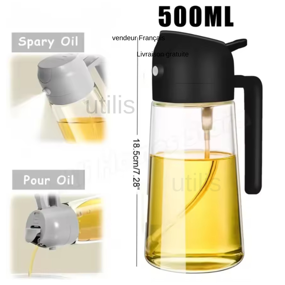 Spray Huile Cuisine 500 ml anti Résidus pour Dose Précise sans Gaspillage de Matière Grasse