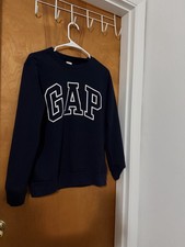 Gap Navy Logo Pullover Sweatshirt Crew Neck Long Sleeve Women
