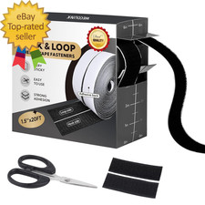 20Ft X 1.5 Inch Hook and Loop Tape Strips with Adhesive Heavy Duty Sticky Back