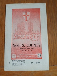 Lincoln City v Notts County. 6th April 1962. Third Division.