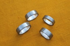 4 damascus steel finger ring silver liner valentines family gift 12/10/9/7 size