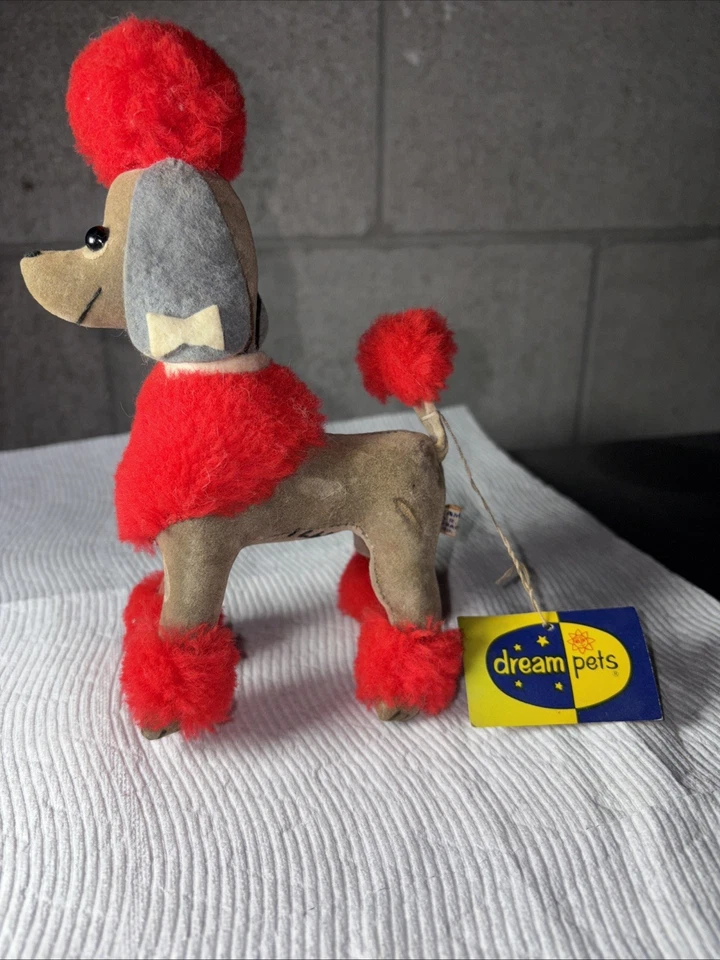 DAKIN DREAM PETS BROWN & Red BON BON POODLE # 1247 W/ HANG TAG VINTAGE 1970s - Image 2 of 4