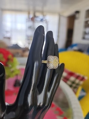 Colleen Lopez Size 6 Ladies Yellow  Gemstone And Zircon Pave 925 Ring Very Nice 