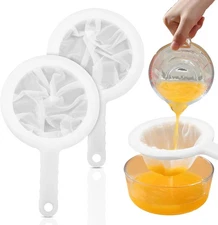 2PCS Nylon Mesh Strainer, 100, 200 Mesh, Plastic, Ultra Fine, Juicing, Milk