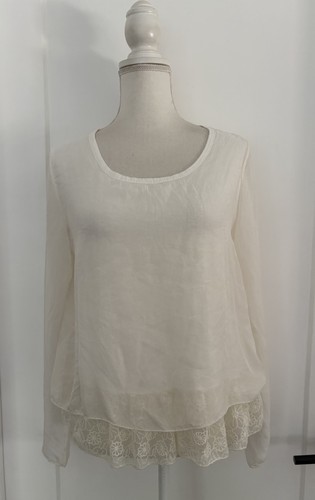 Women’s Scandal Italy Ivory Silk Lace Layered Top Size S/M? | eBay