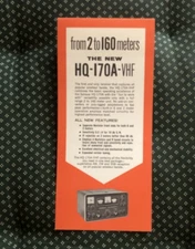 Hammarlund Radio Display Dealer Store Tag HQ-170A-VHF Receiver