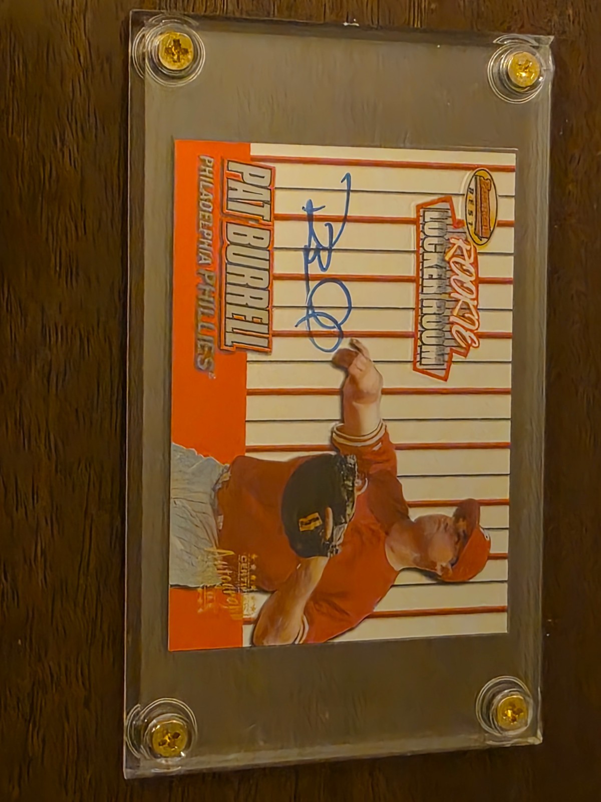 Pat Burrell Autograph Bowman Best Rookie Locker Room. RA1