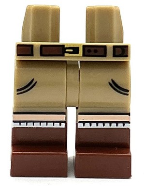 Lego New Minifig Pants Dark Tan Legs w/ Molded Reddish Brown Lower Legs Buckle