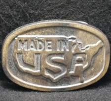 XD21152 VINTAGE 1970s  MADE IN U.S.A.  COUNTRY COMMEMORATIVE MENS BELT BUCKLE