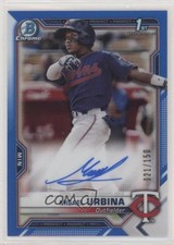 2021 Bowman Chrome Prospect Blue Refractor 21/150 Misael Urbina #CPA-MU Auto 3gr
