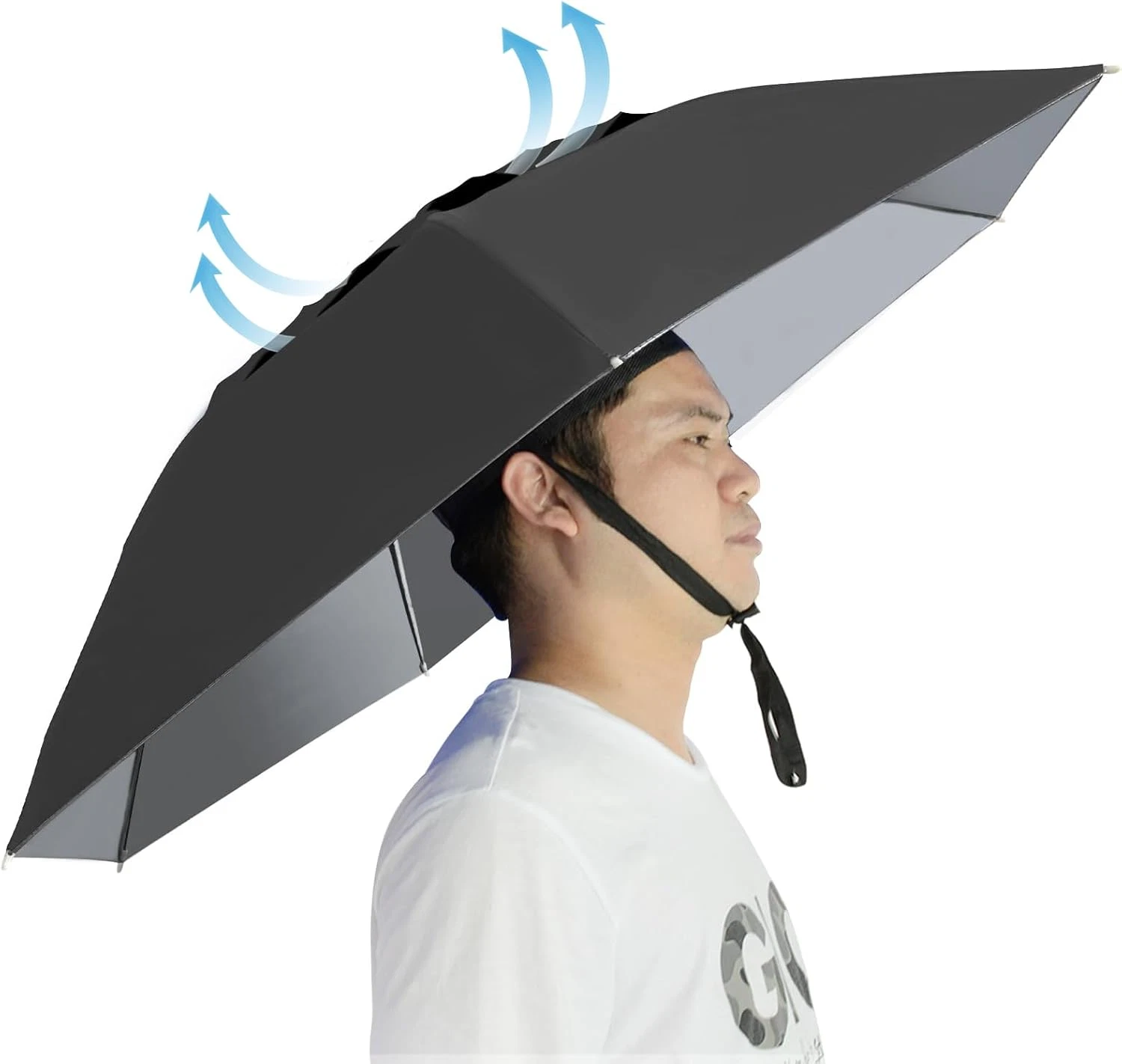 New-Vi Umbrella Hat Folding Adjustable Sun Rain Cap, 37.4” UPF 50+ UV Protection