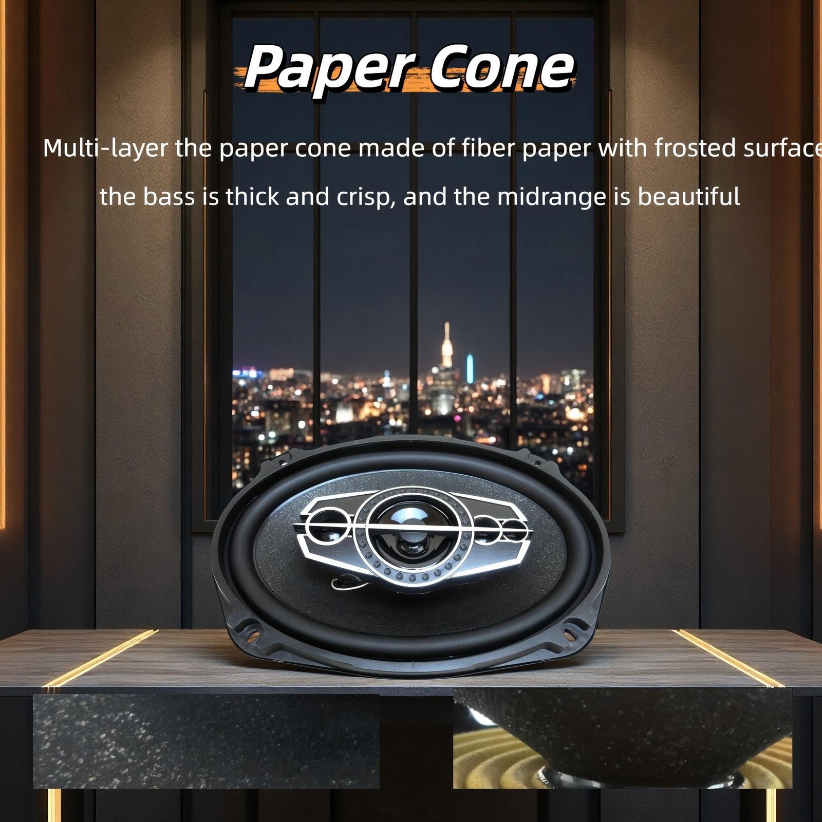 6x9" Oval Car Door Speaker - 95W RMS/1000W Max, Dust Cover+Wire