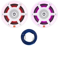 2x JBL Stadium Marine MW8030 8" 500W Max 3-Way Marine RGB LED Speakers, Wire
