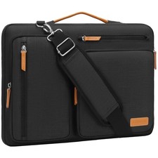 Laptop Shoulder Bag 17-17.3 inch, 4 Zipper Pockets, Black