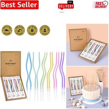 24-Count Colorful Pastel Spiral Birthday Candles - Perfect for Every Celebration