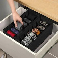 3 Pack Belt Tie Organizer Foldable Closet Drawer Storage Holder Black