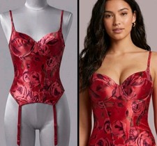Vtg Victoria's Secret Satin Second Skin Underwire Lace Up Corset Bustier 36B