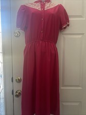Vintage70,s 80s Pink Dress Grannycore Romantic Cottagecore Read Size Small