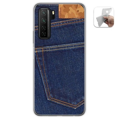 Custodia CODE Per HUAWEI P40 Lite 4G - Cover In Pelle Metallica Con Retro Kevlar - TPU Antigraffio E Ricarica Wireless - 4