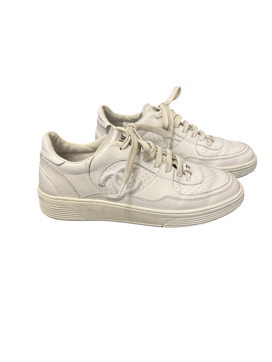 Chanel 2024 Calfskin CC Womens Sneakers 39 White | eBay