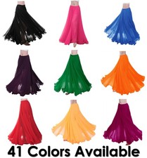 360 Full Circle Skirts Chiffon Long Swing Belly Dance Costume Tribal Maxi Jupe