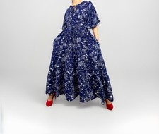 Loralette Long Maxi Dress Uk 20 Blue Floral Flare Dress Ladies Short Sleeve