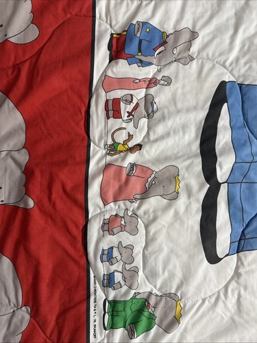 RARE Vintage 80s Babar King Of The Elephants & Friends Comforter L. DE. BRUNHOFF - Picture 3 of 9