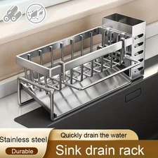 1pc Stainless Steel Sink Storage Rack Kitchen Sponge & Rag Organizer - NEW
