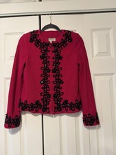 St.John Couture jacket magenta with black embroidery and beads.Size 2