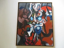 VINTAGE 1960'S OIL PAINTING JENNINGS SIGNED ABSTRACT EXPRESSIONISM MODERNISM 