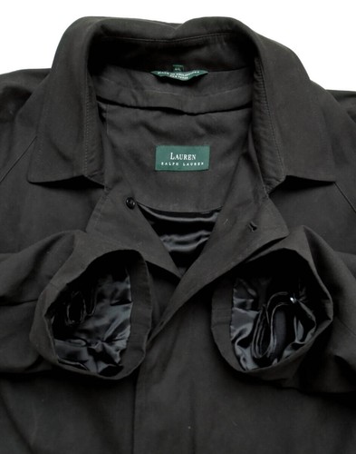 Vintage 90s 00s Lauren Ralph Lauren Mens 44L Microfiber Black Overcoat - Picture 7 of 10