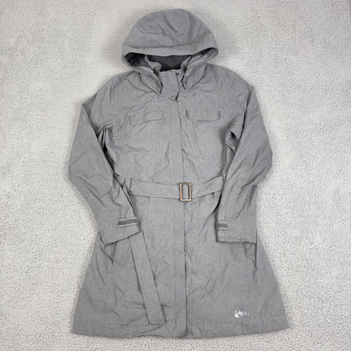 REI Co-Op La Selva Rain Jacket Womens M Gray Gorpcore Outerwear Outdoors Belted
