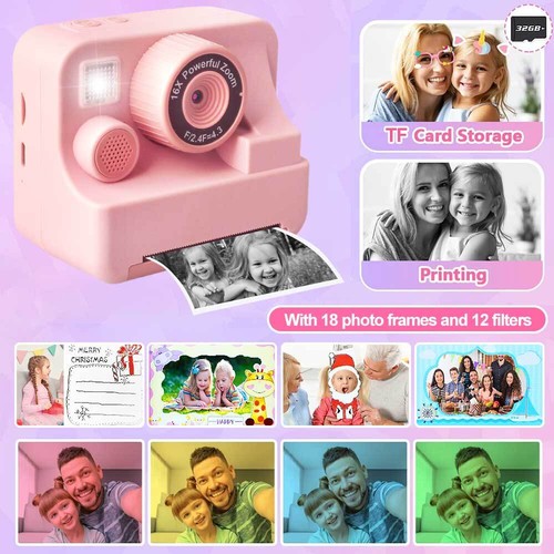 Instant Print Camera For Kids 2.4 Inch IPS HD Screen 1080P Kids Instant Camera - Picture 10 of 12